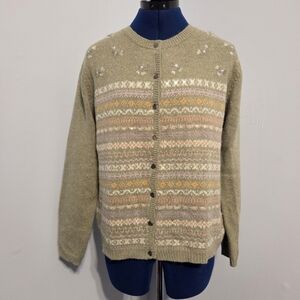 Vintage Light Green Angora Cardigan Size S